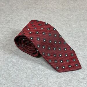 Vintage Henry Grethel Neck Tie Red Silk Blend Foulard Pattern Made In‎ USA
